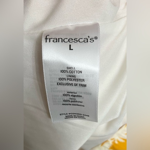 NWT mini puff sleeve floral print yellow and white dress-Size Large - Picture 6 of 10